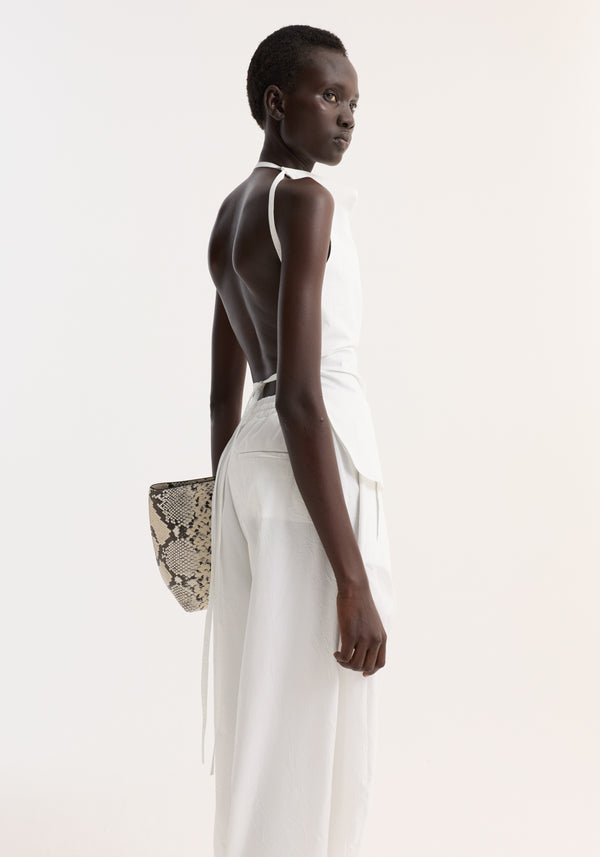 Open back crushed cotton top | optic white