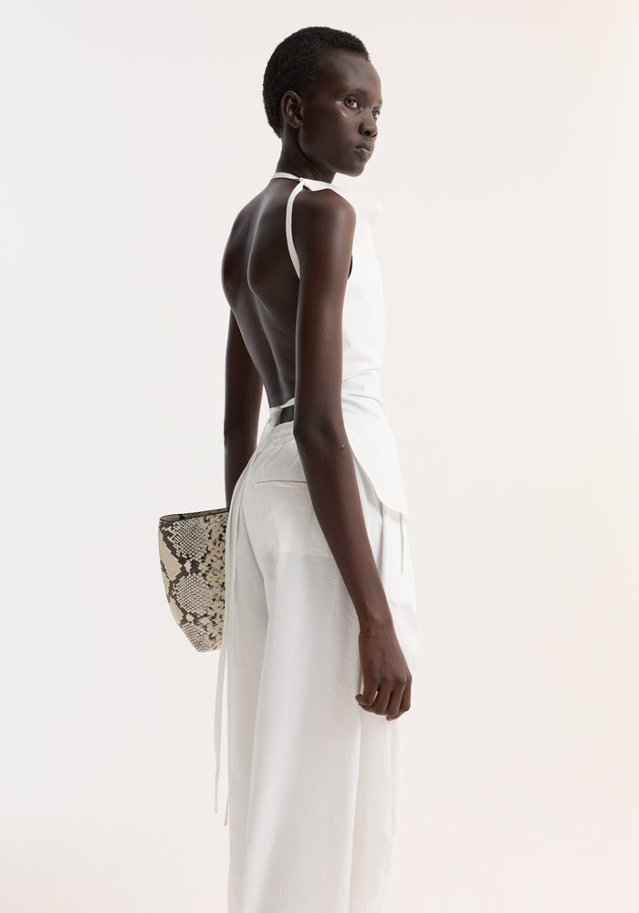 Open back crushed cotton top | optic white