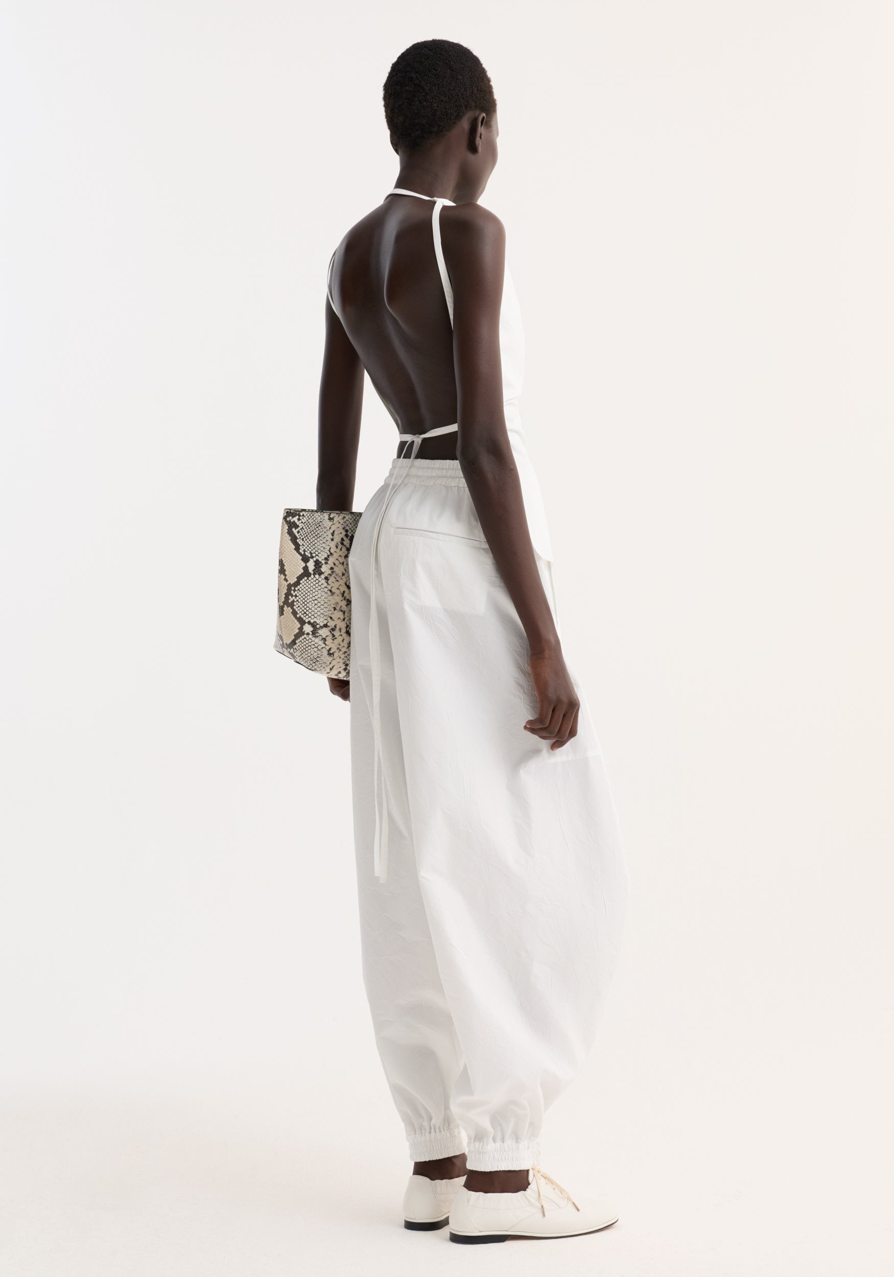 Open back crushed cotton top | optic white