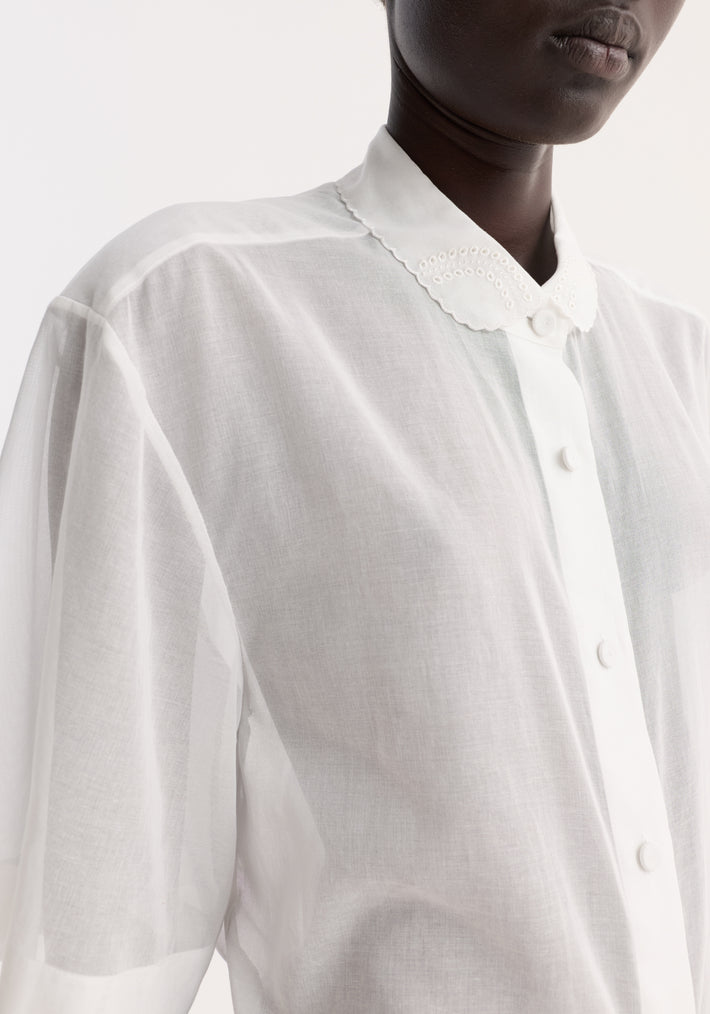 Embroidered muslin shirt | optic white