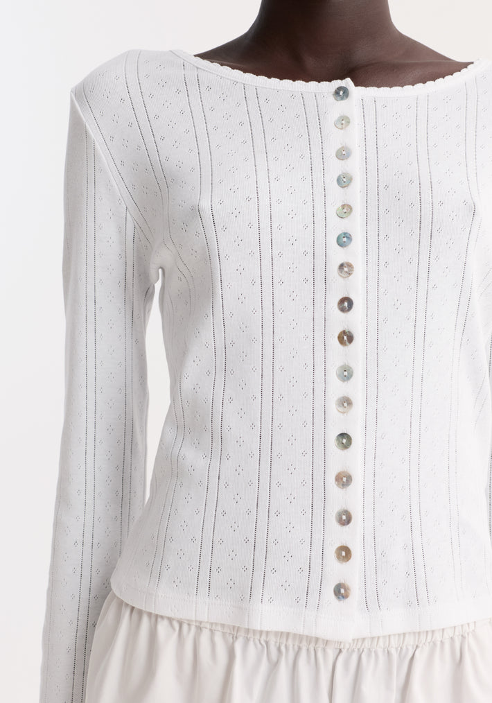 Pointelle cardigan | off white
