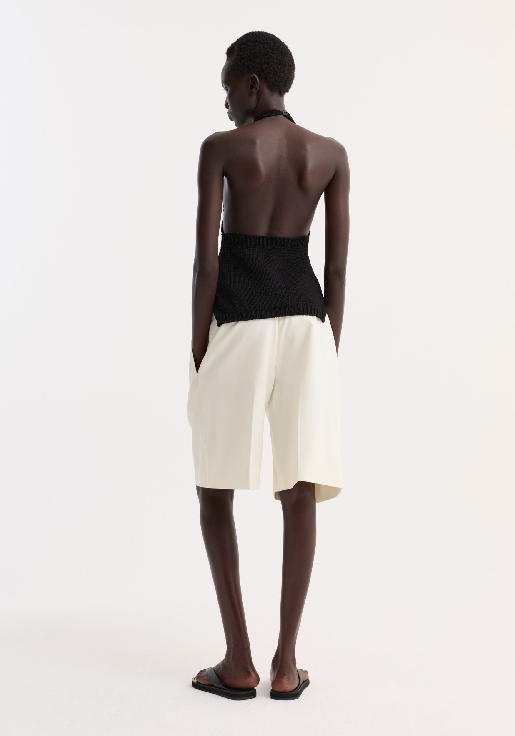 Chunky knit halter top | black