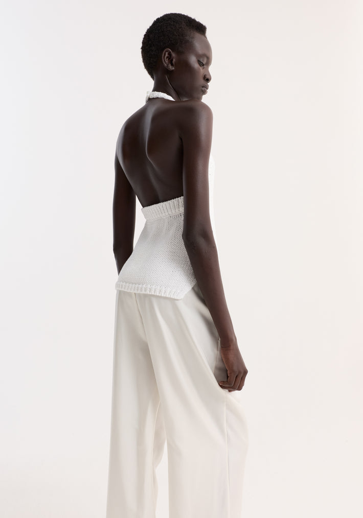 Chunky knit halter top | optic white