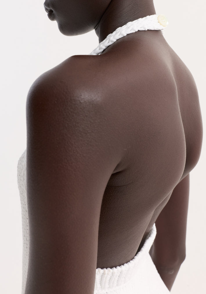 Chunky knit halter top | optic white