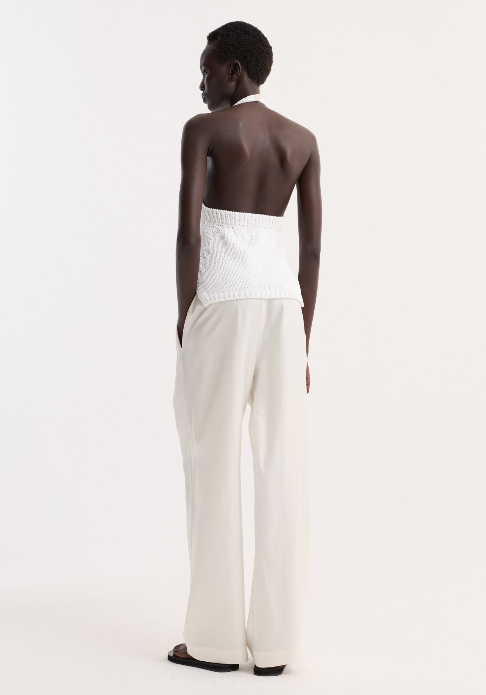 Chunky knit halter top | optic white