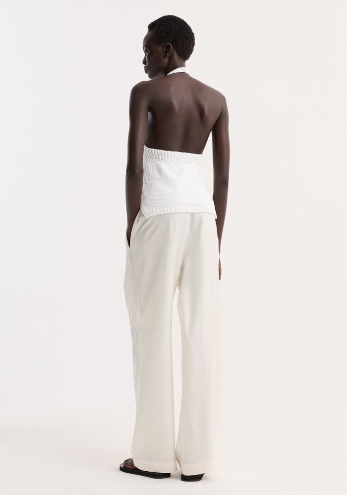 Chunky knit halter top | optic white