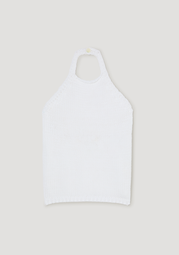 Chunky knit halter top | optic white