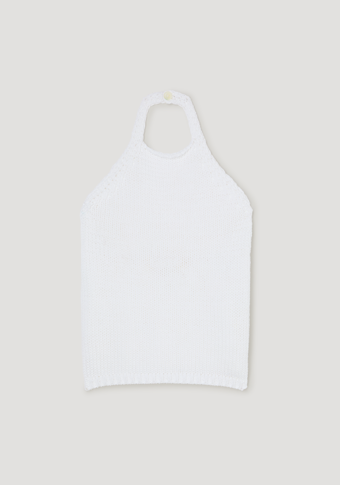 Chunky knit halter top | optic white