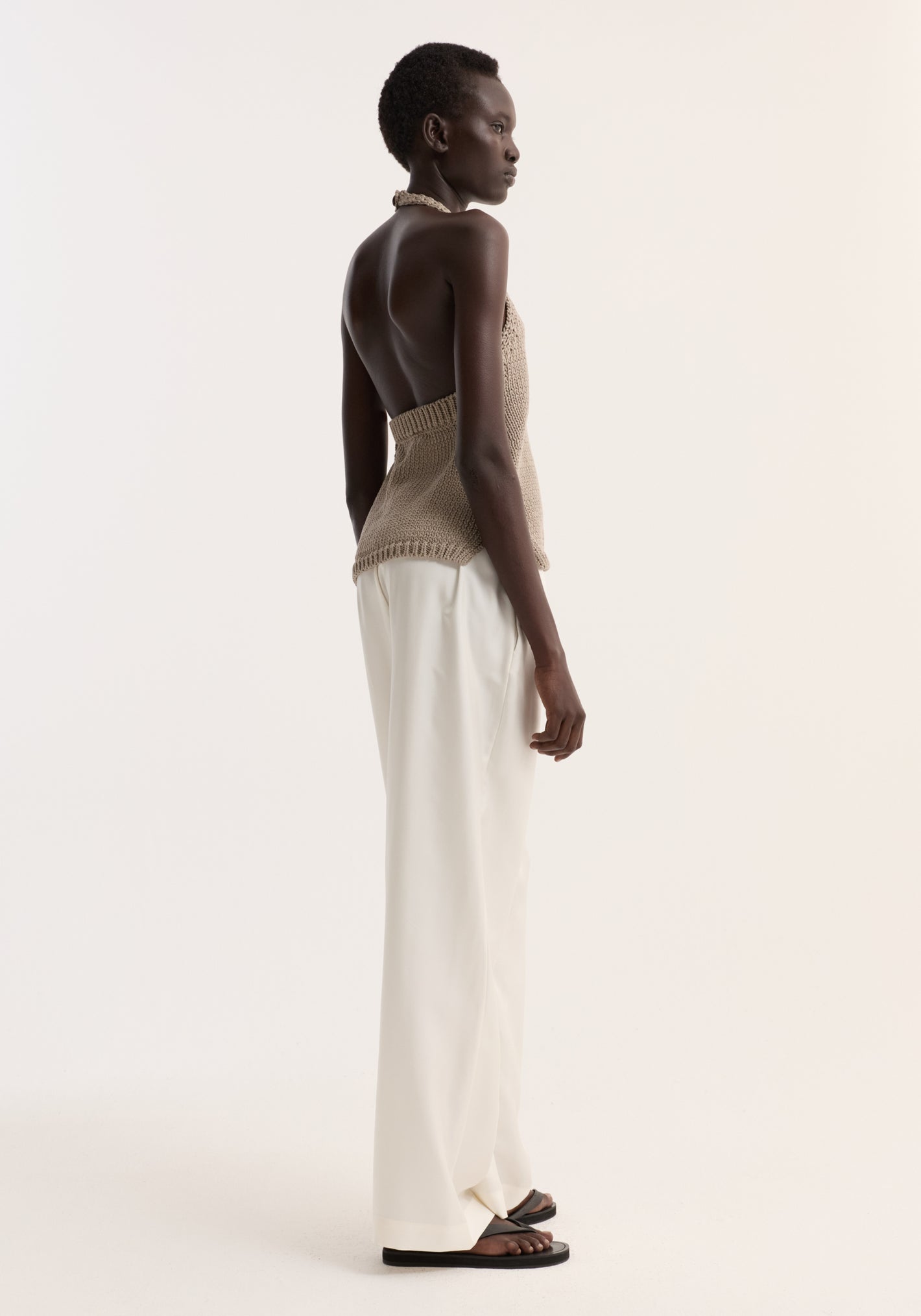 Chunky knit halter top | stone