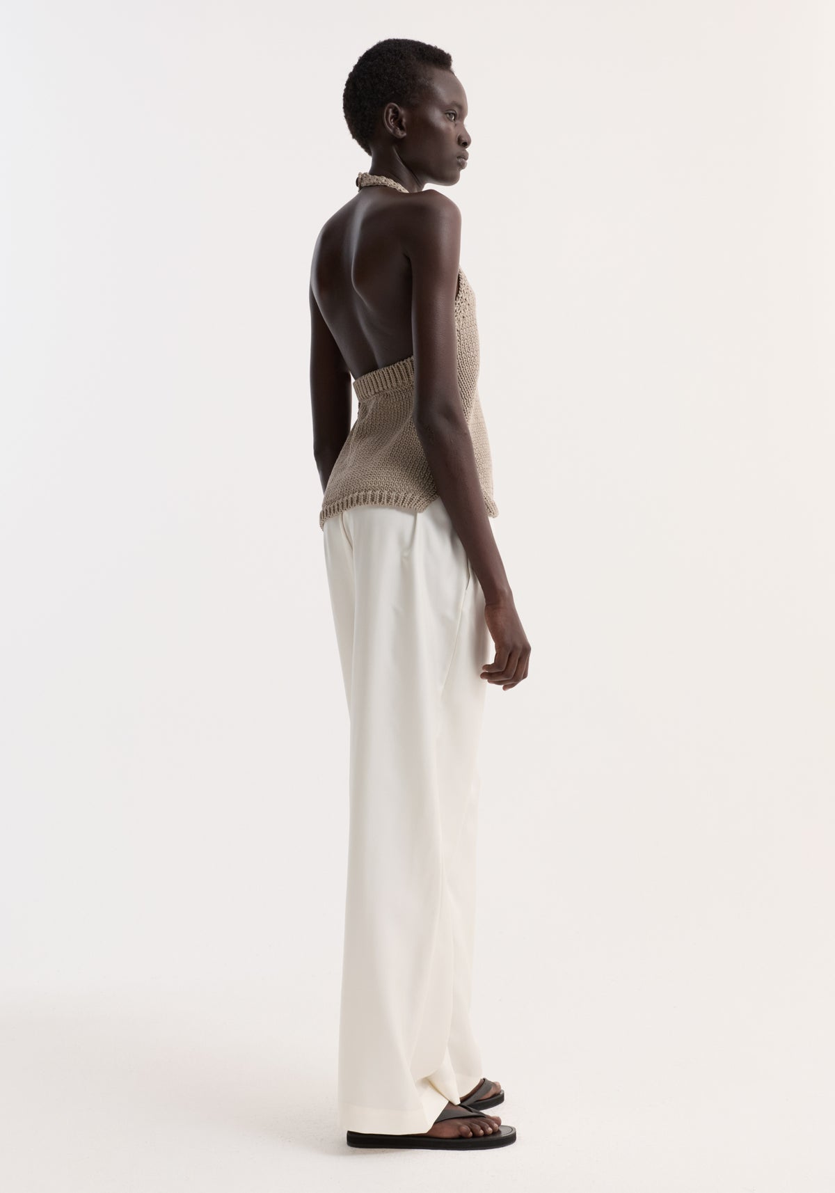 Chunky knit halter top | stone