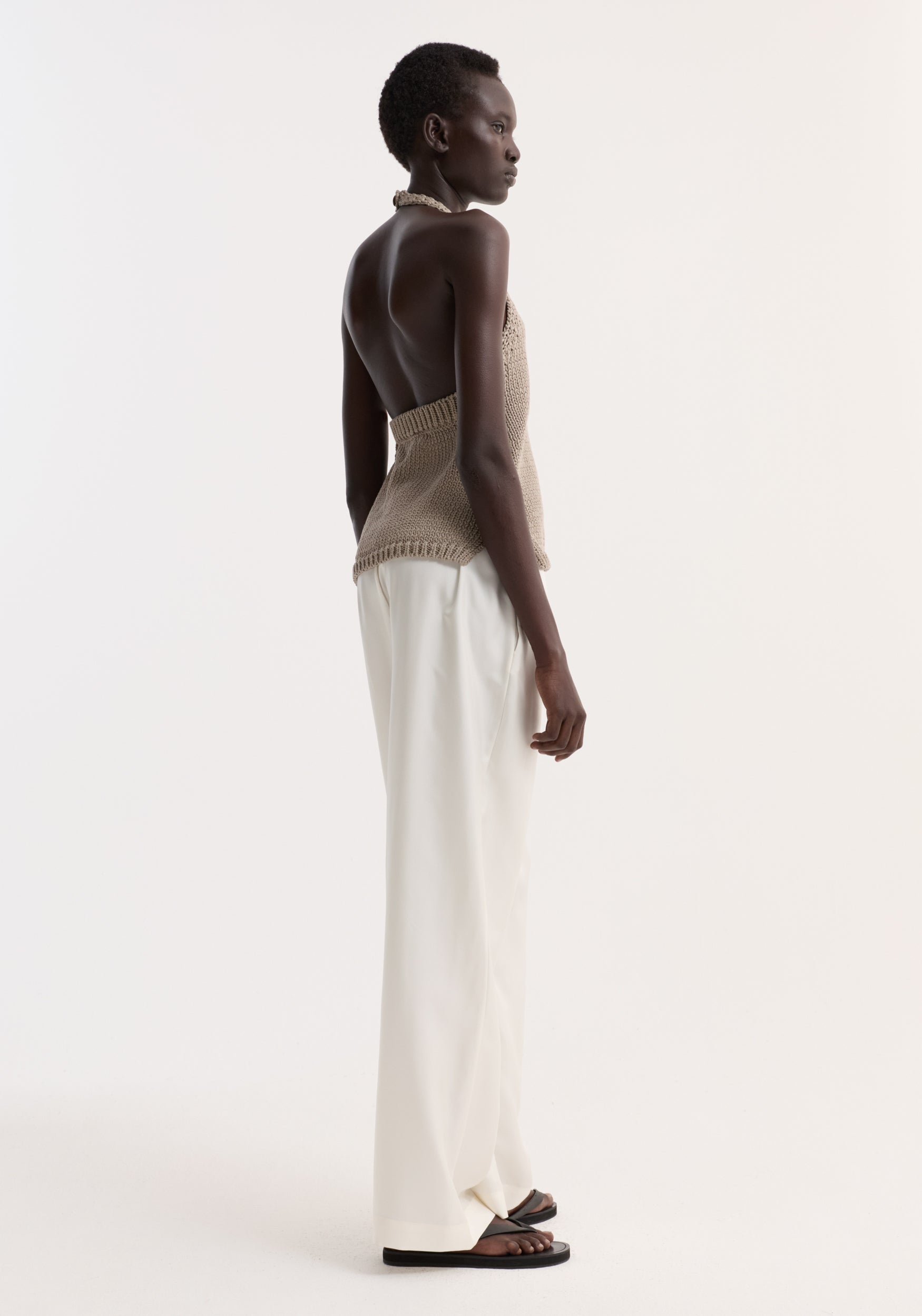Chunky knit halter top | stone