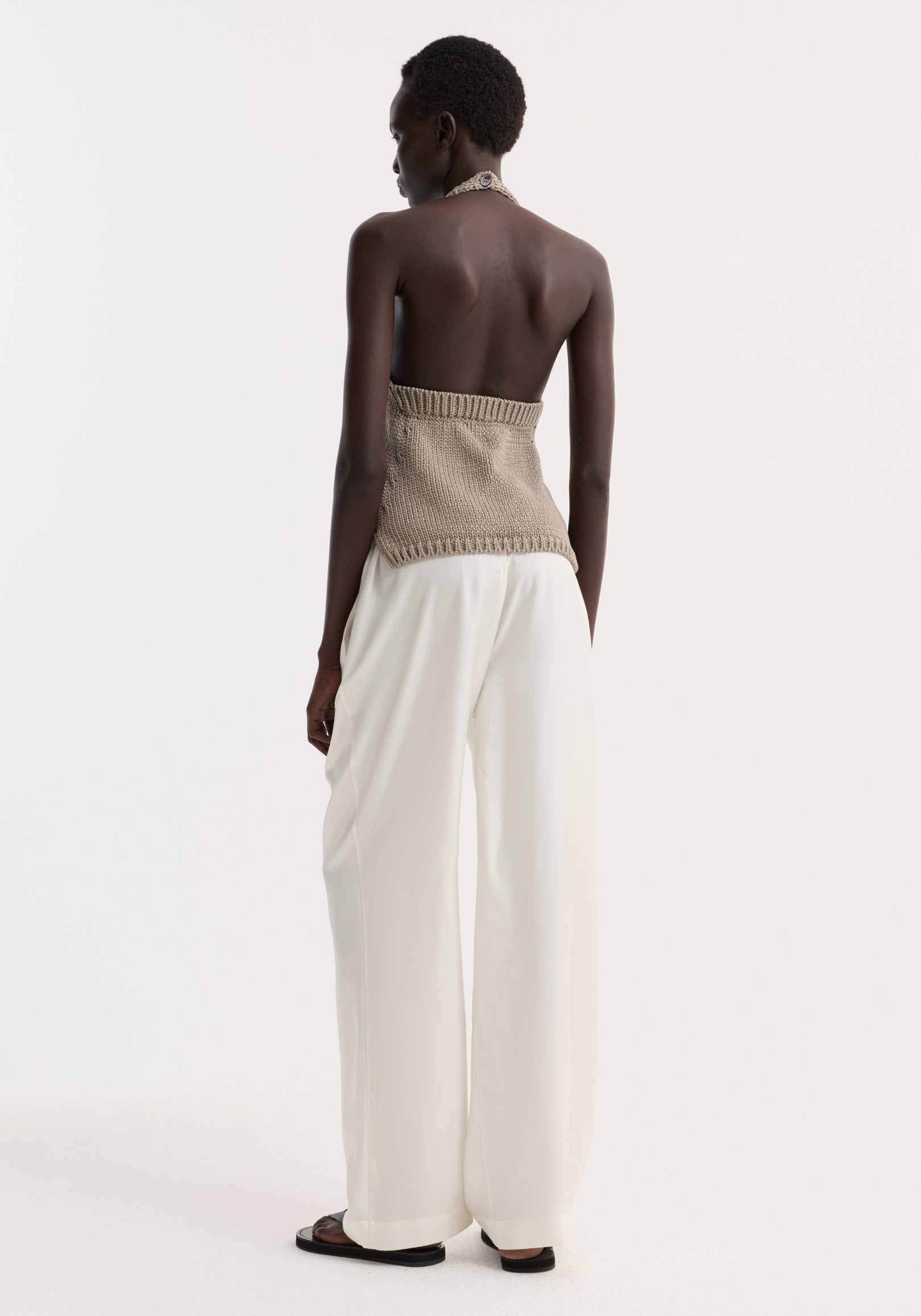 Chunky knit halter top | stone