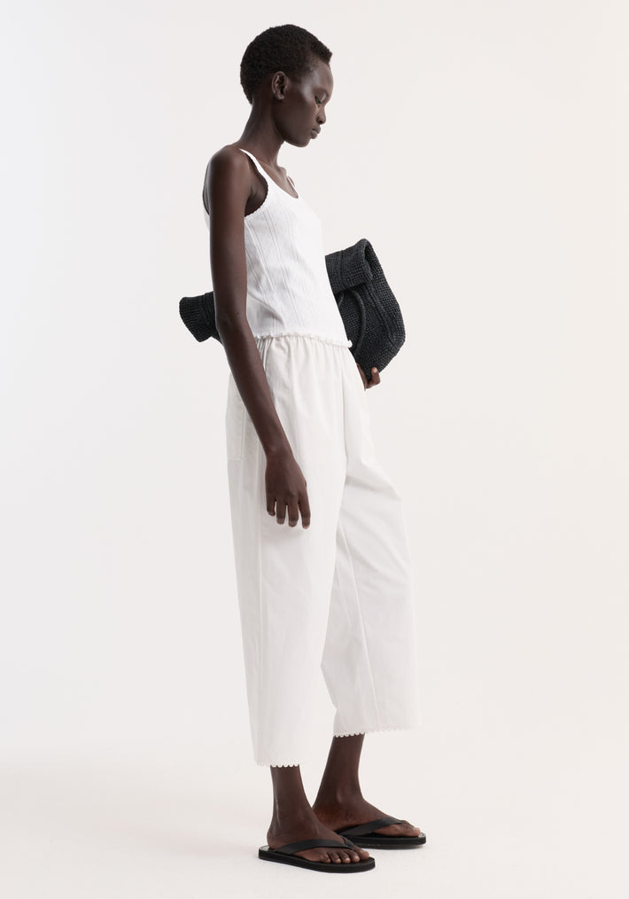Embroidered poplin trousers | optic white