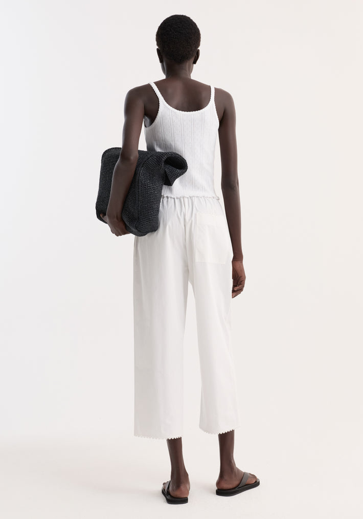 Embroidered poplin trousers | optic white