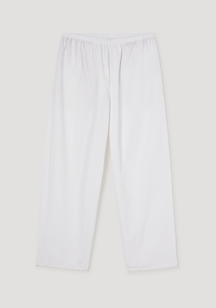 Embroidered poplin trousers | optic white