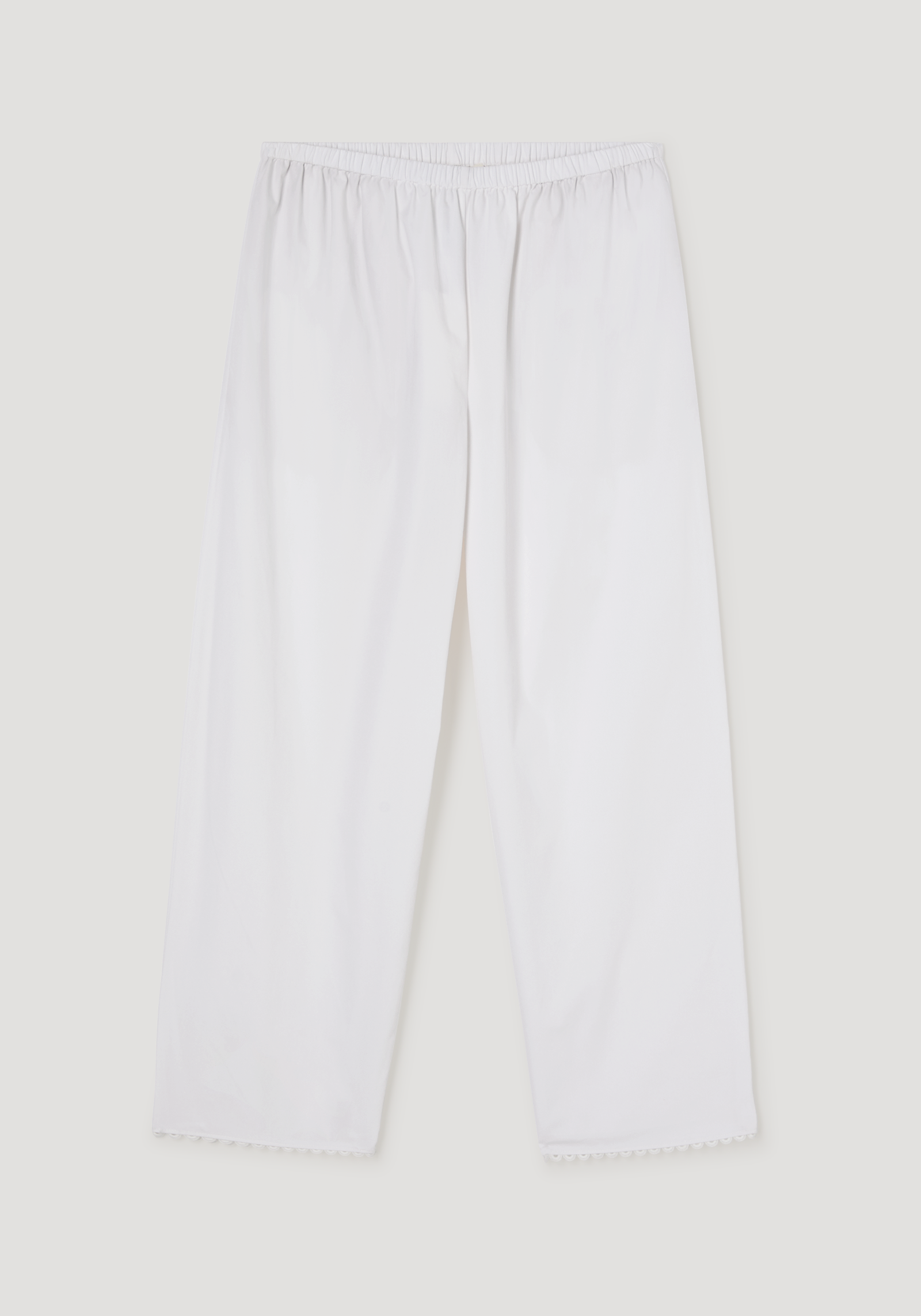 Embroidered poplin trousers | optic white