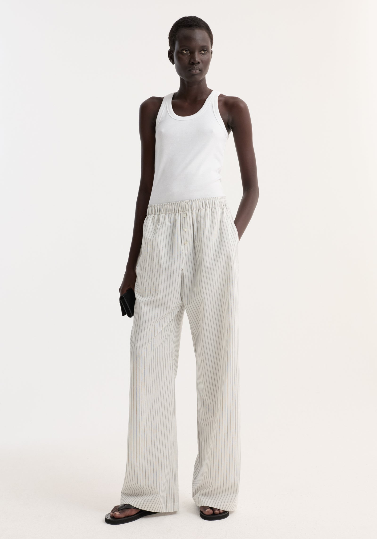 Silk stripe pyjama trousers | fine stripe