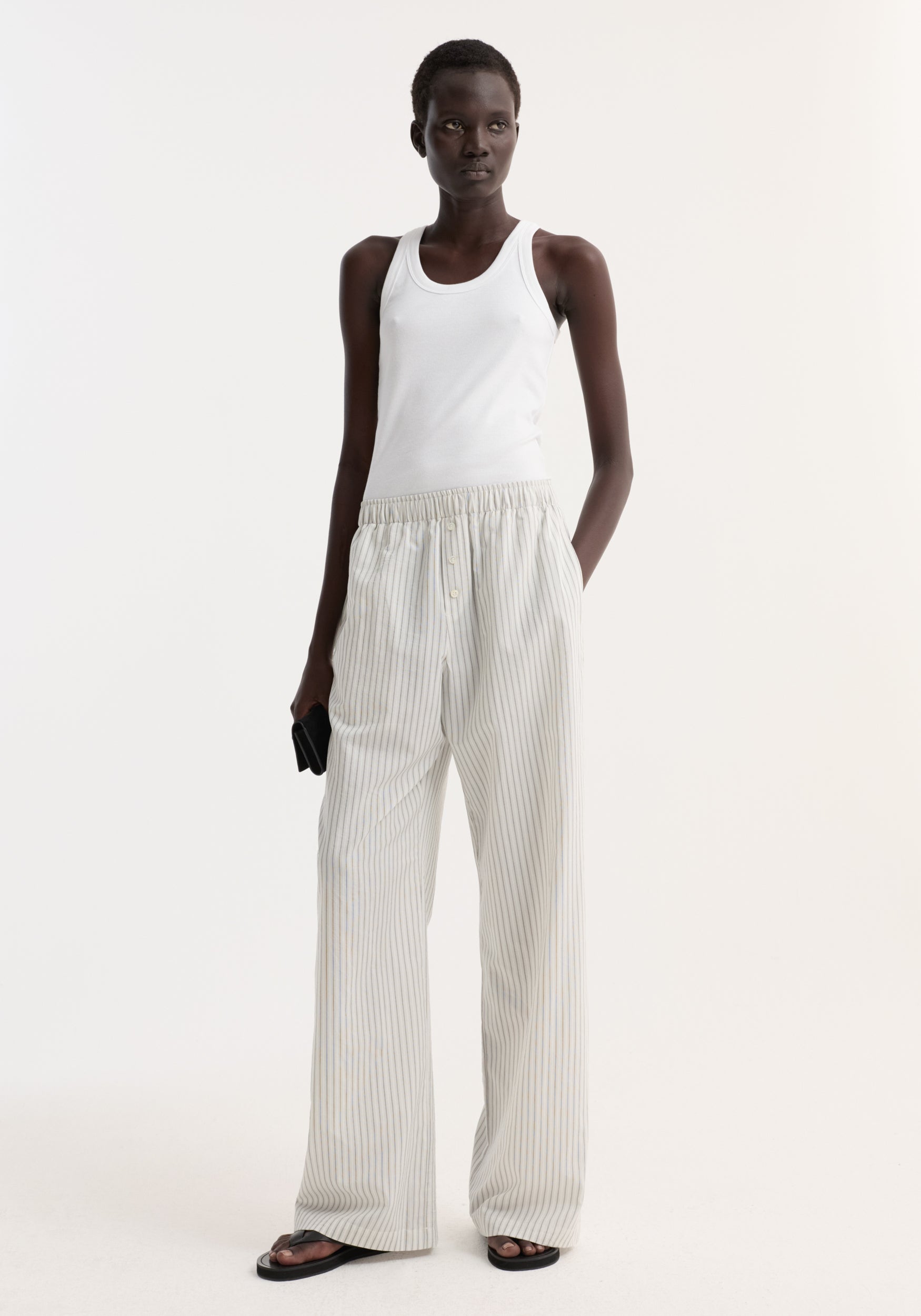 Silk stripe pyjama trousers | fine stripe