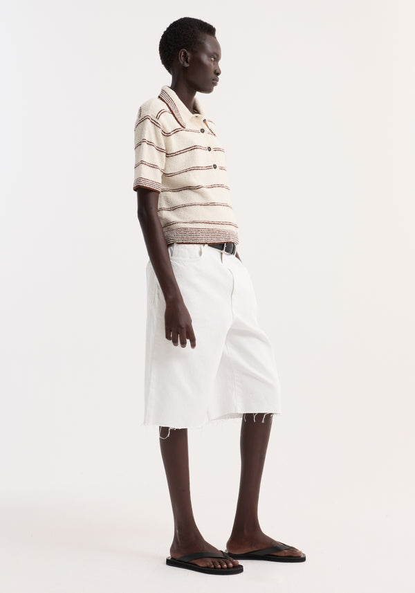 Baggy fit denim shorts | optic white