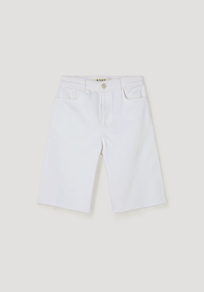 Baggy fit denim shorts | optic white