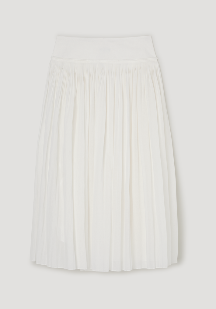Pleated cotton muslin skirt | optic white