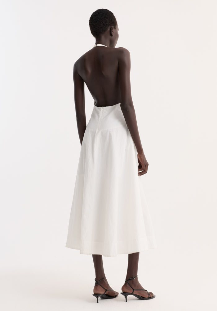Halter textured cotton dress | off white