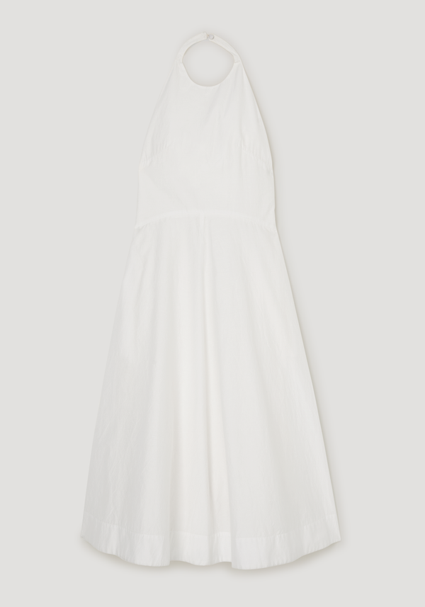 Halter textured cotton dress | off white
