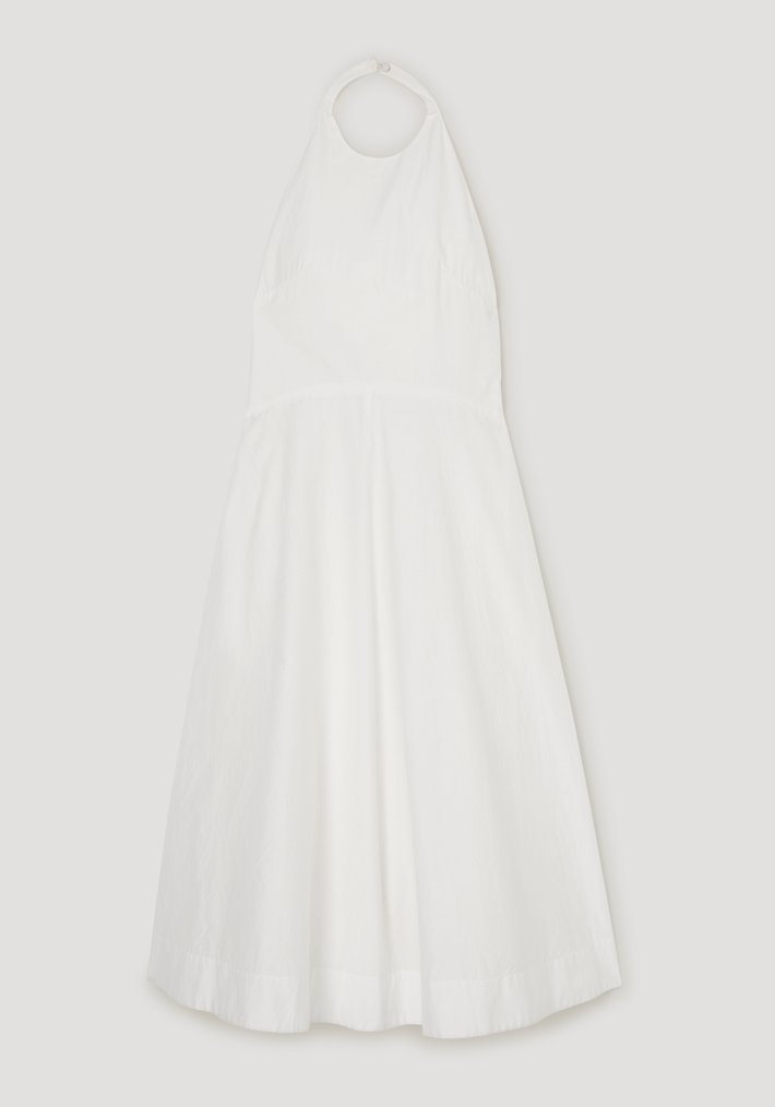 Halter textured cotton dress | off white