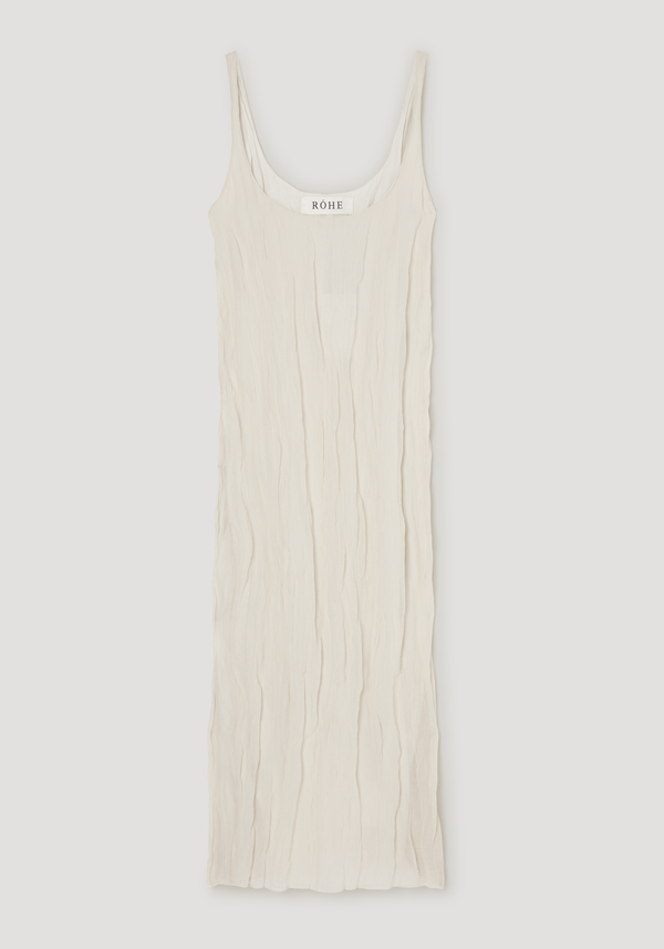 Textured square neck dress | cream