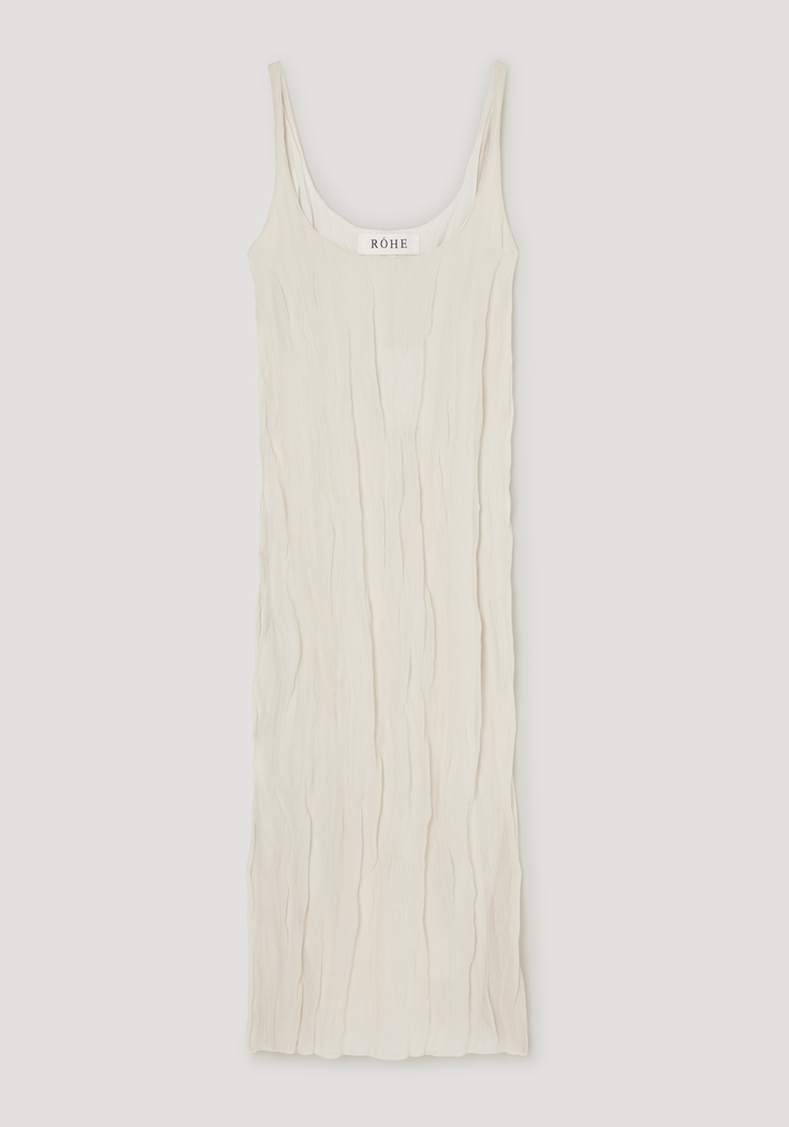 Textured square neck dress | cream