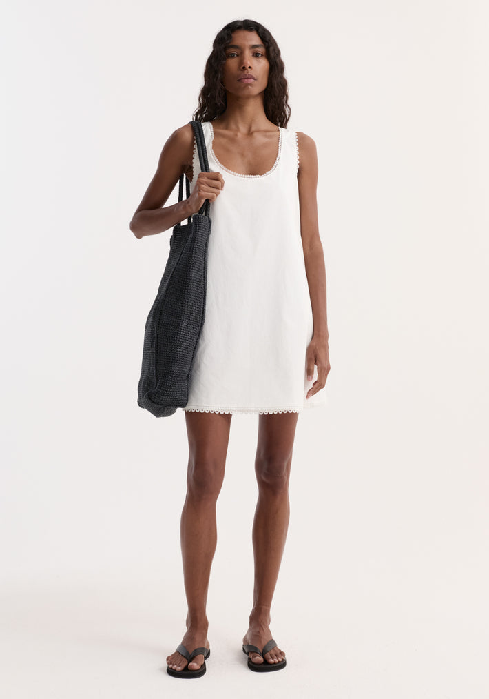 A-line poplin mini dress | optic white