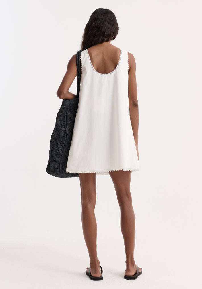 A-line poplin mini dress | optic white