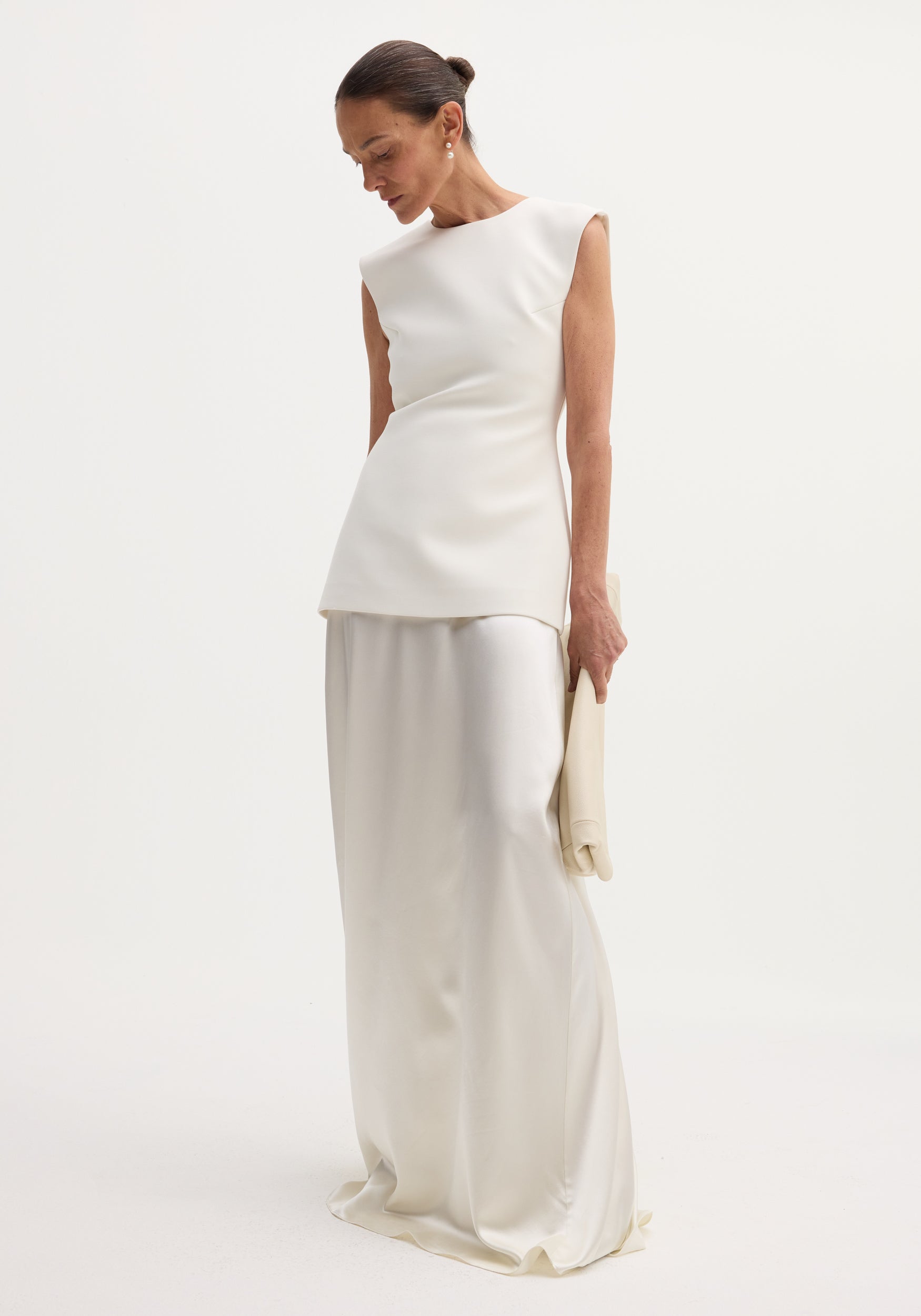 Classic signature dress with satin silk skirt– Róhe
