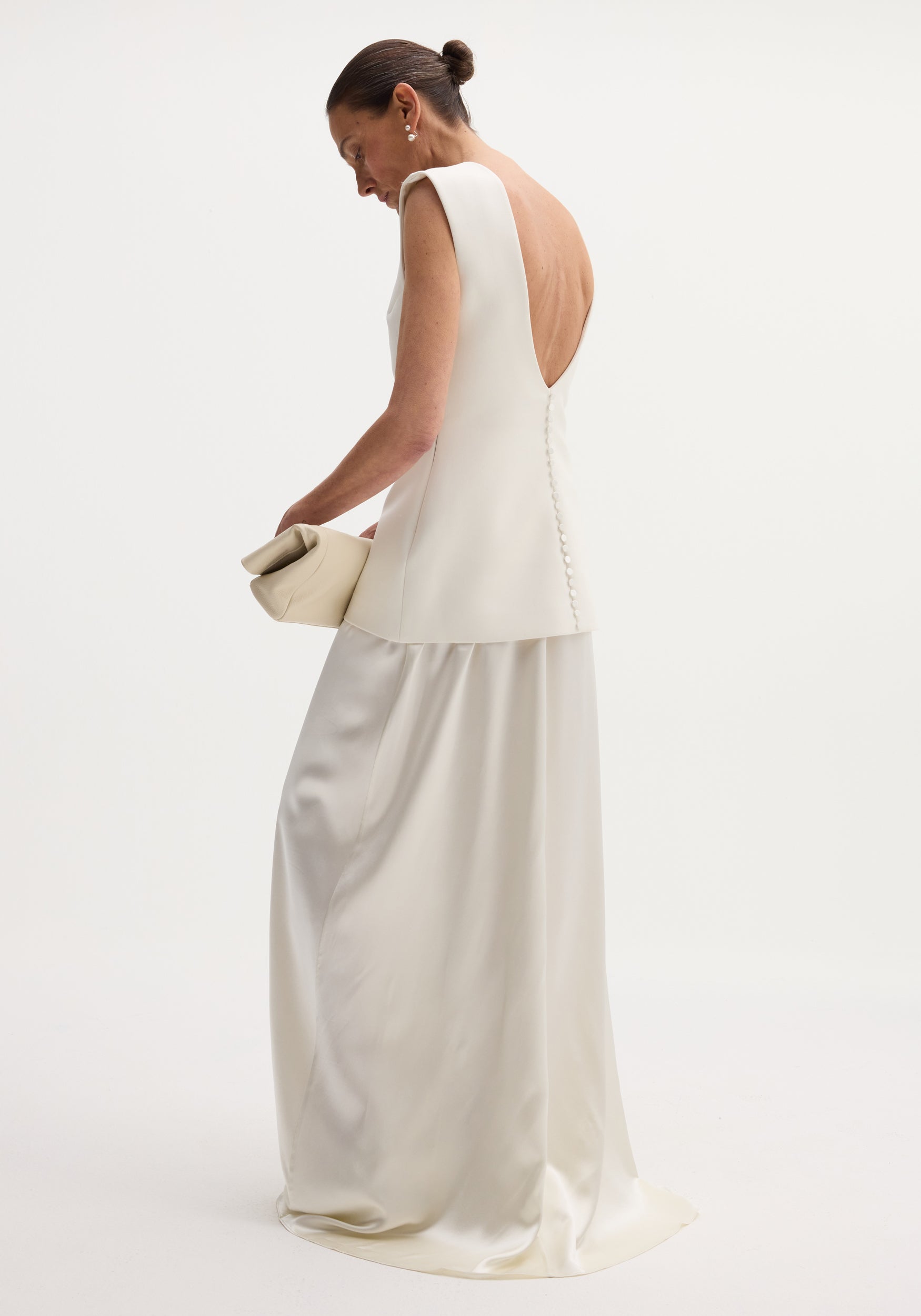 Classic signature dress with satin silk skirt– Róhe