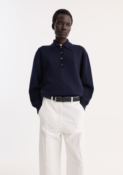 Merino wool polo | navy