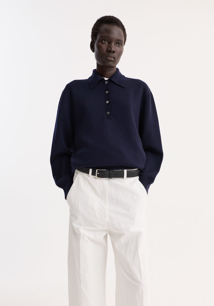 Merino wool polo | navy