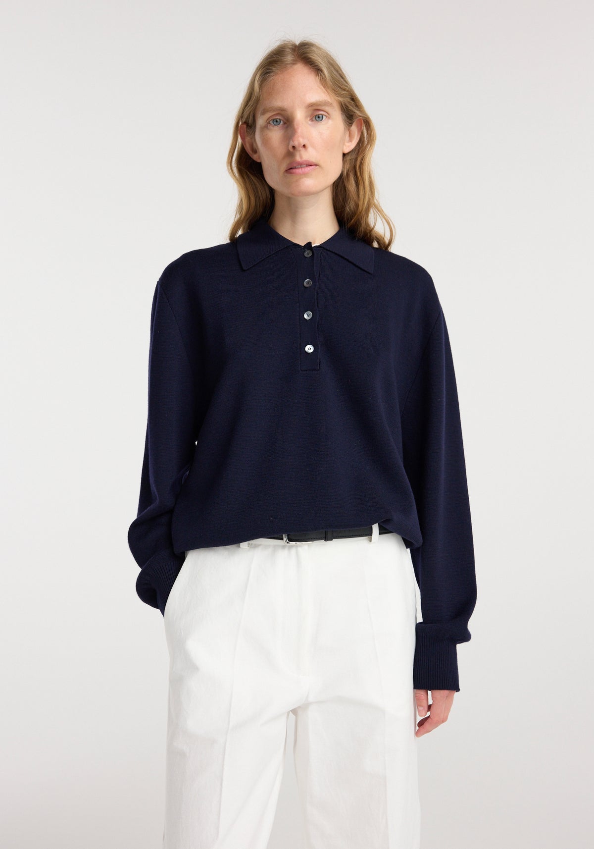 Merino wool polo | navy
