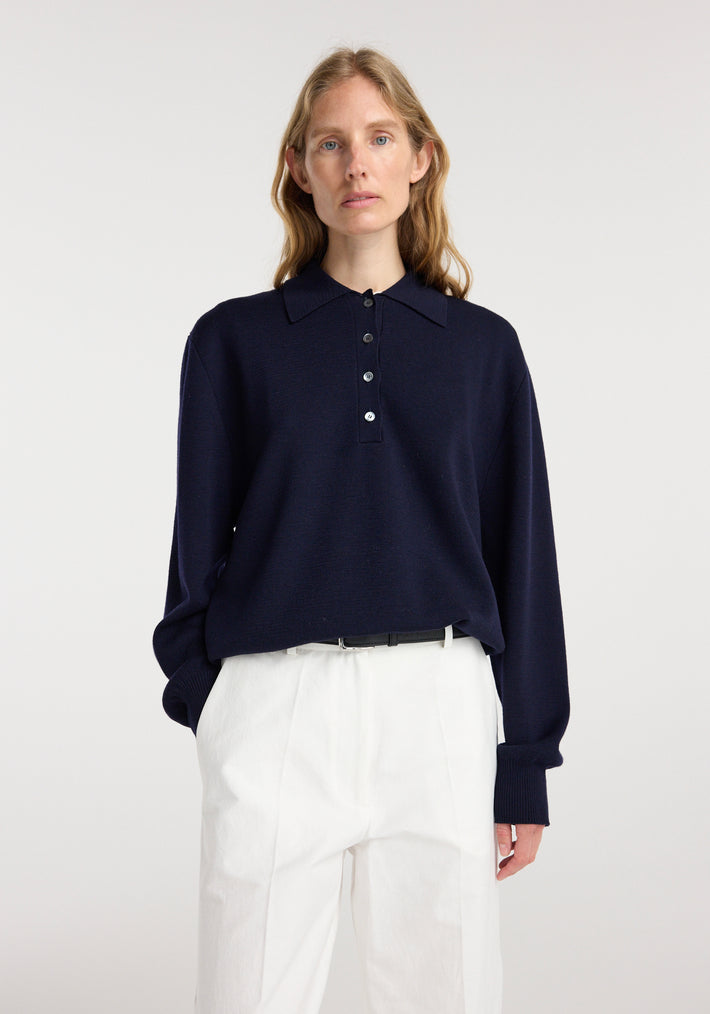 Merino wool polo | navy