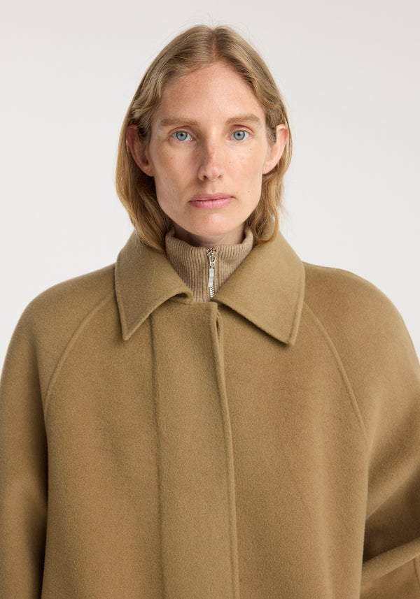 Double-faced wool padded coat | camel