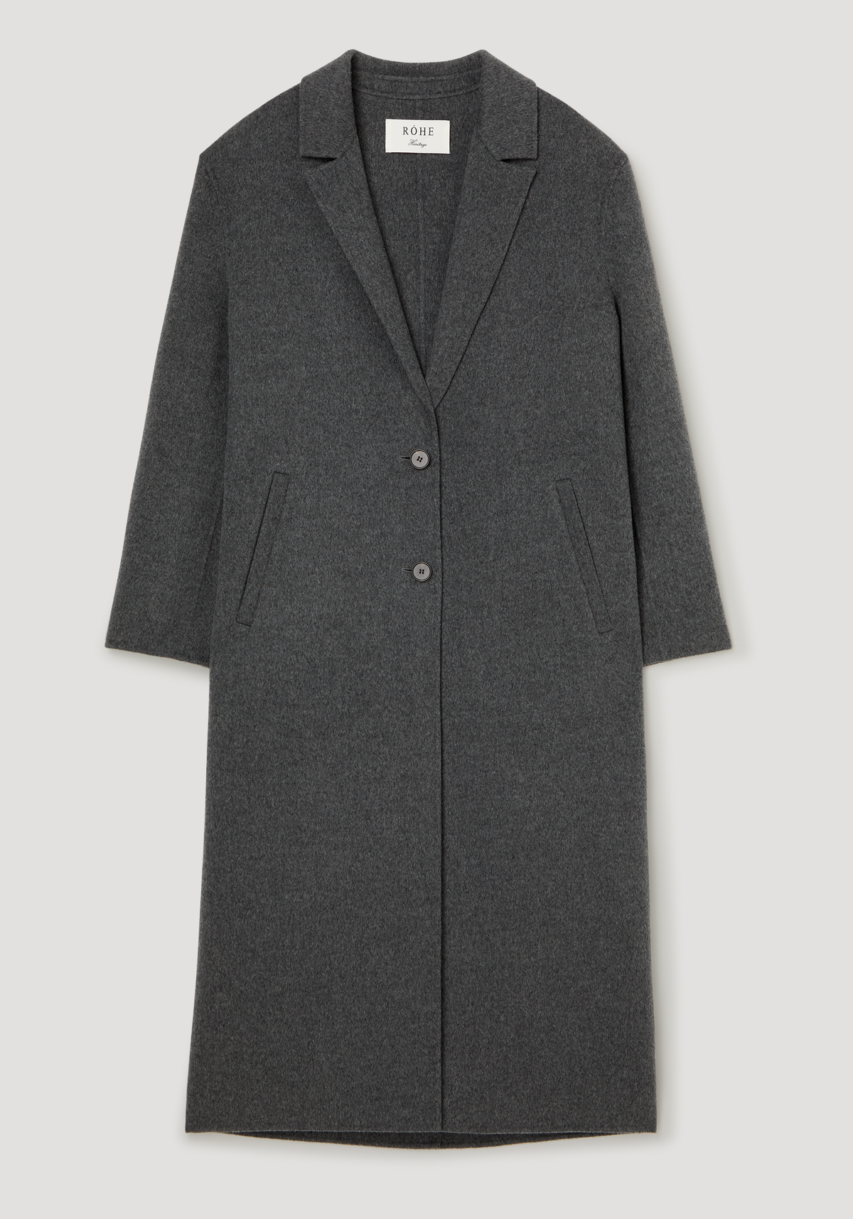 Double-faced wool long coat | dark grey melange