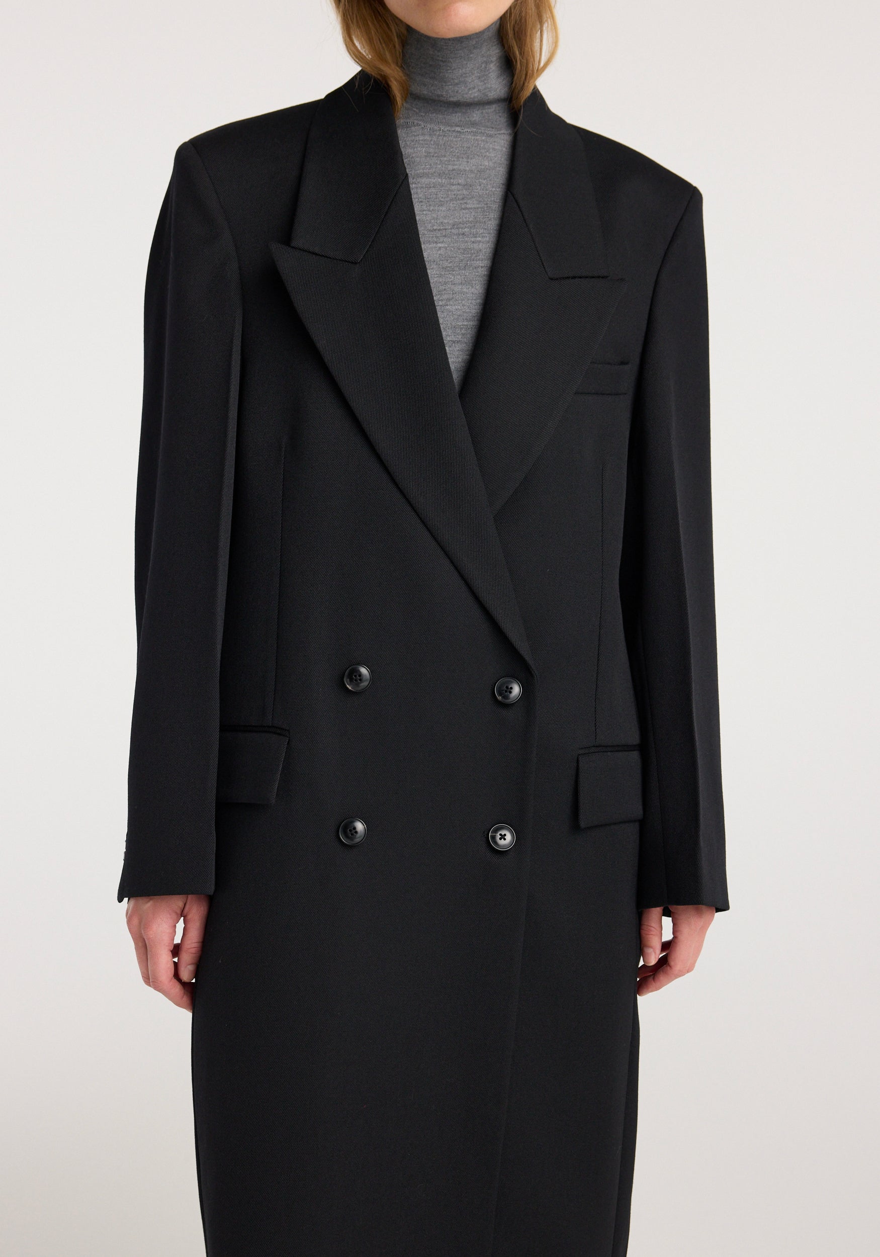 Double breasted tailored coat | black