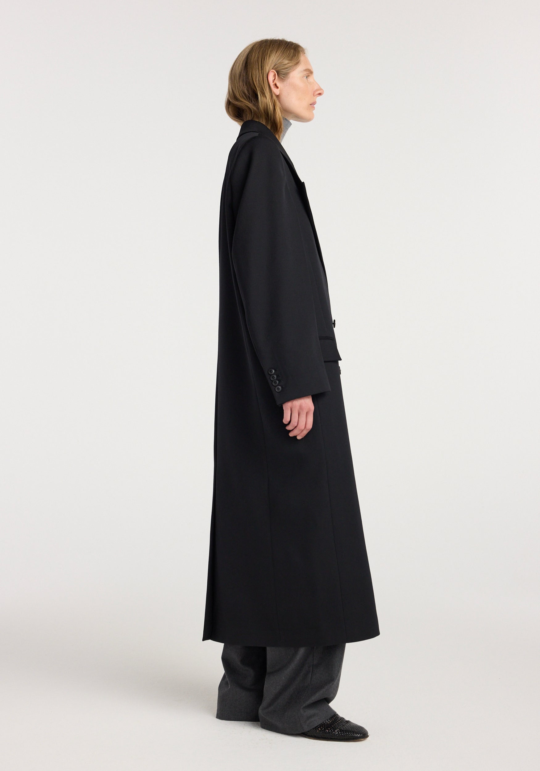 Double breasted tailored coat | black