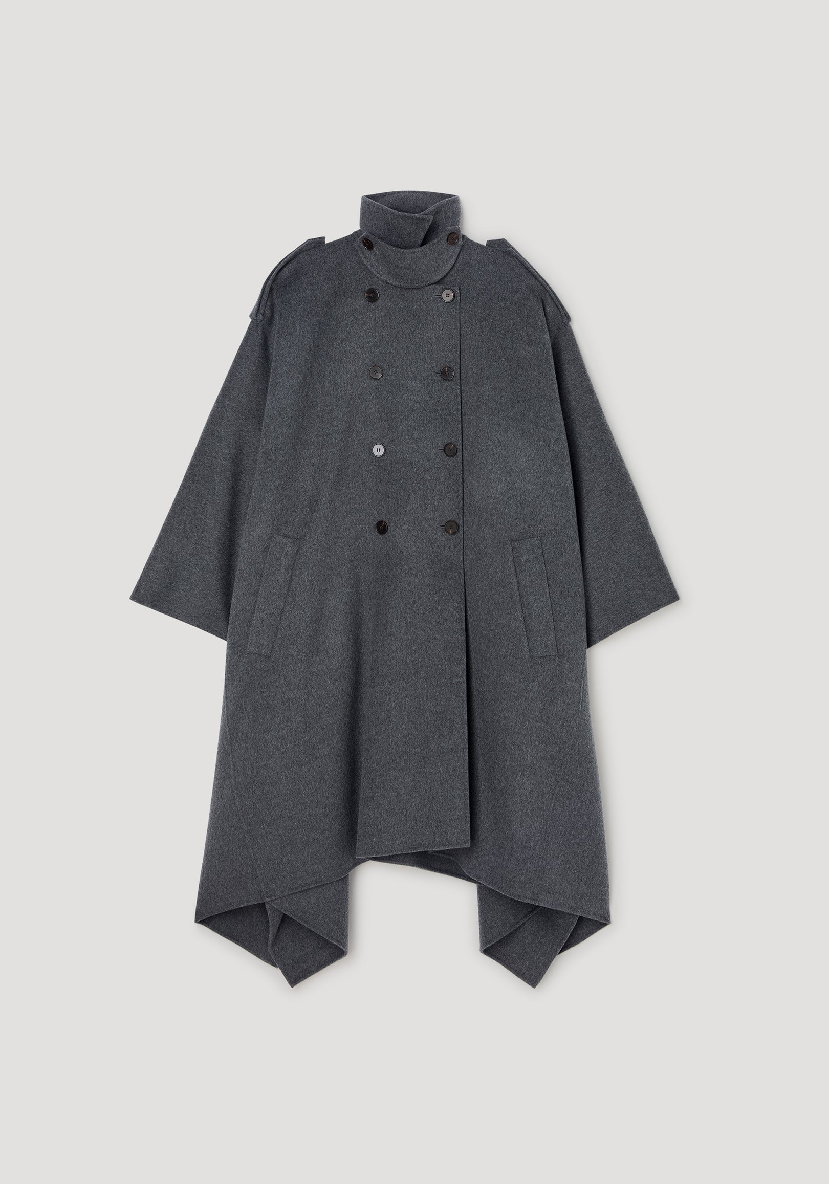 Double-faced cape trenchcoat | dark grey melange