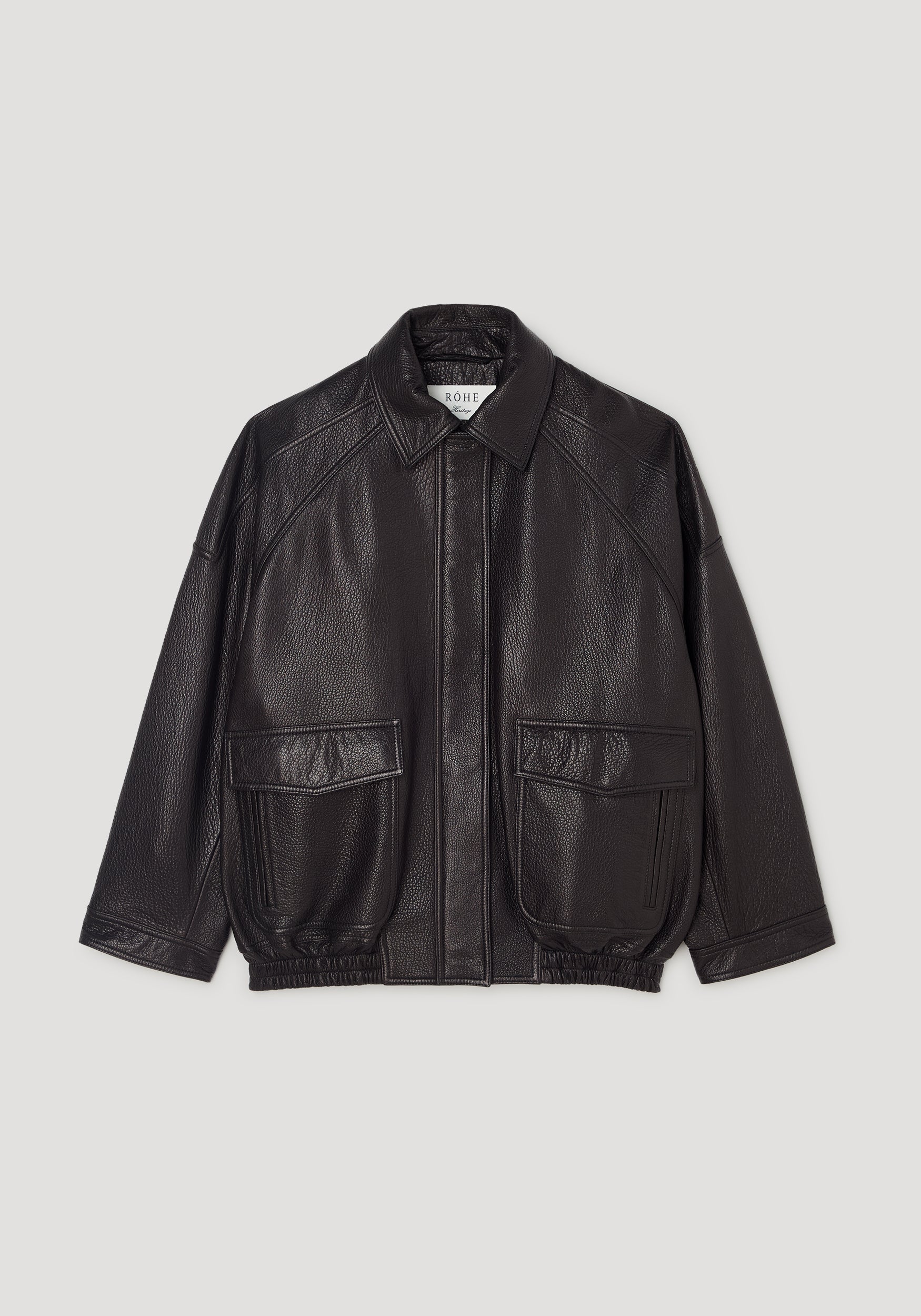 Grain leather aviator jacket | black