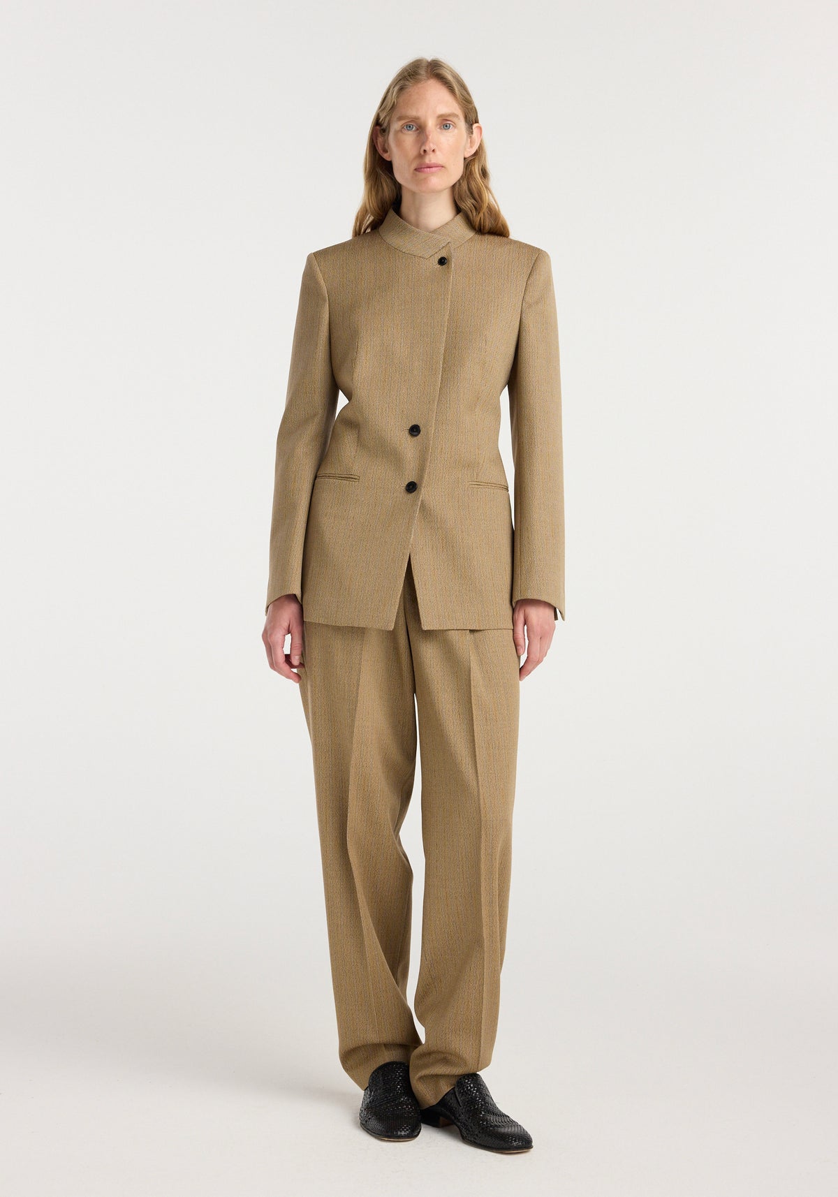 Overlap lapel blazer | heritage stripe