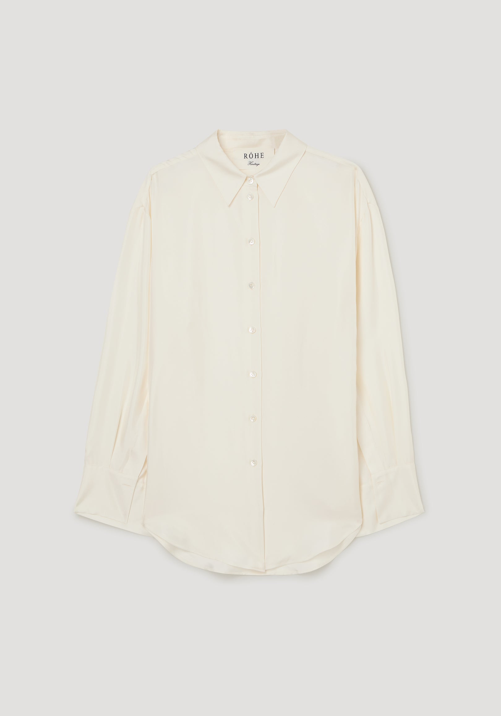 Silk open-sleeve detailed shirt | cream
