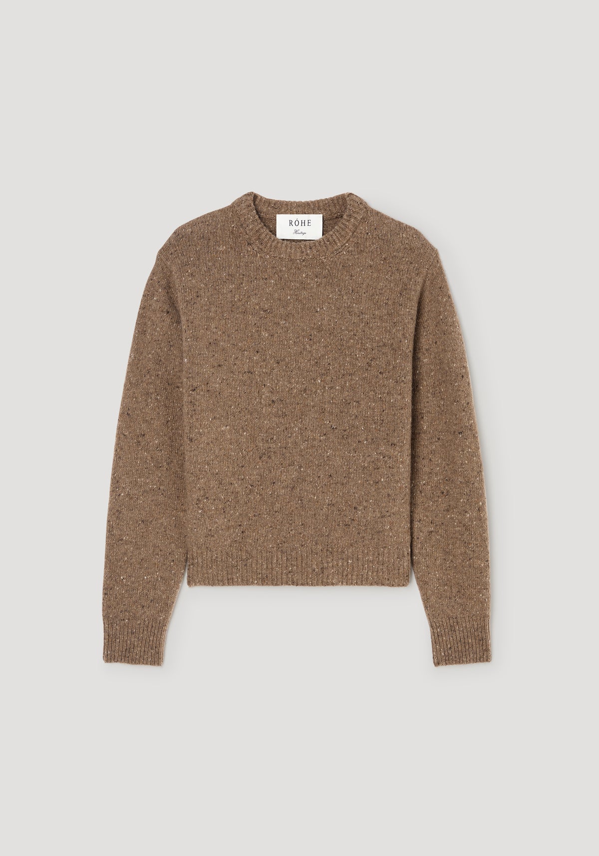 Fitted mouliné crewneck | mouliné taupe melange