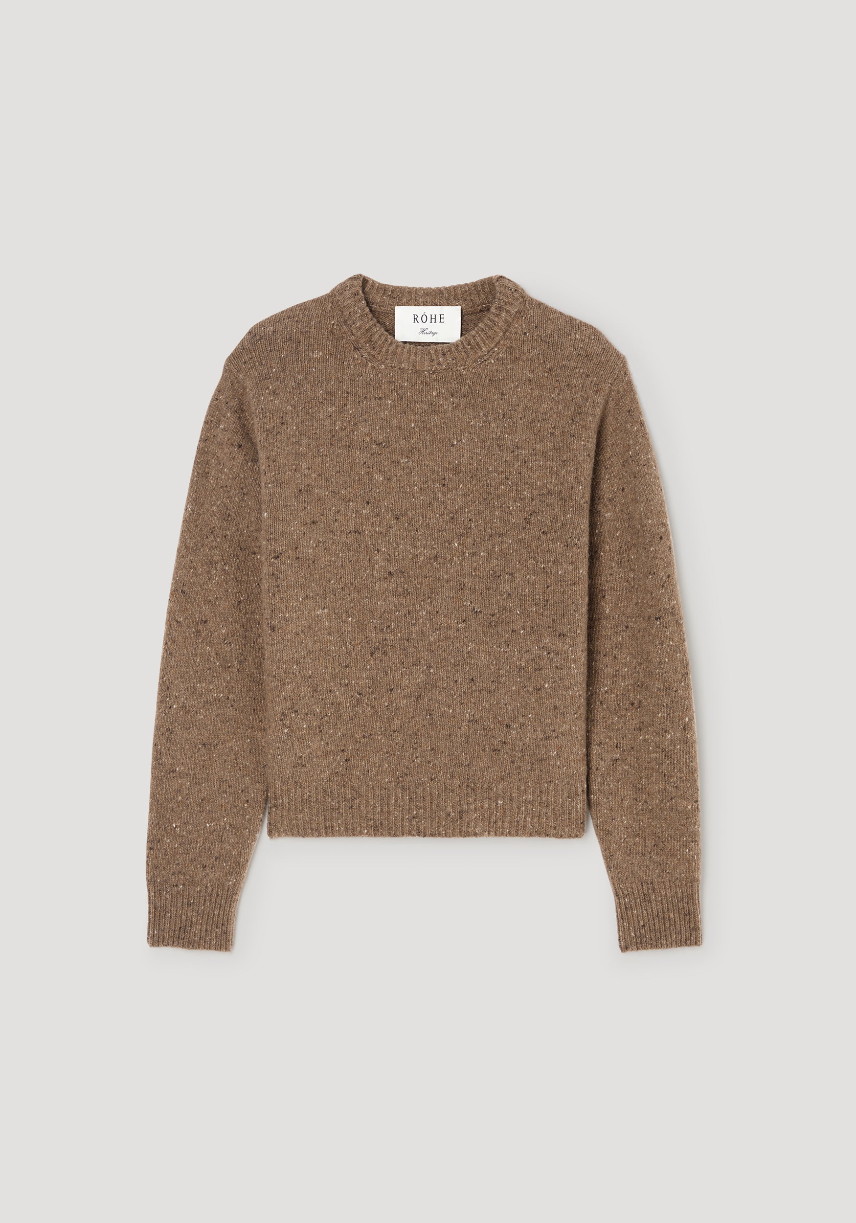 Fitted mouliné crewneck | mouliné taupe melange
