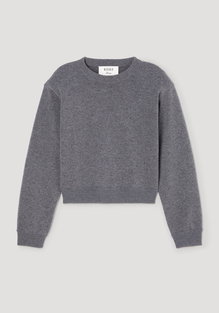Statement shoulder crewneck | mid grey melange