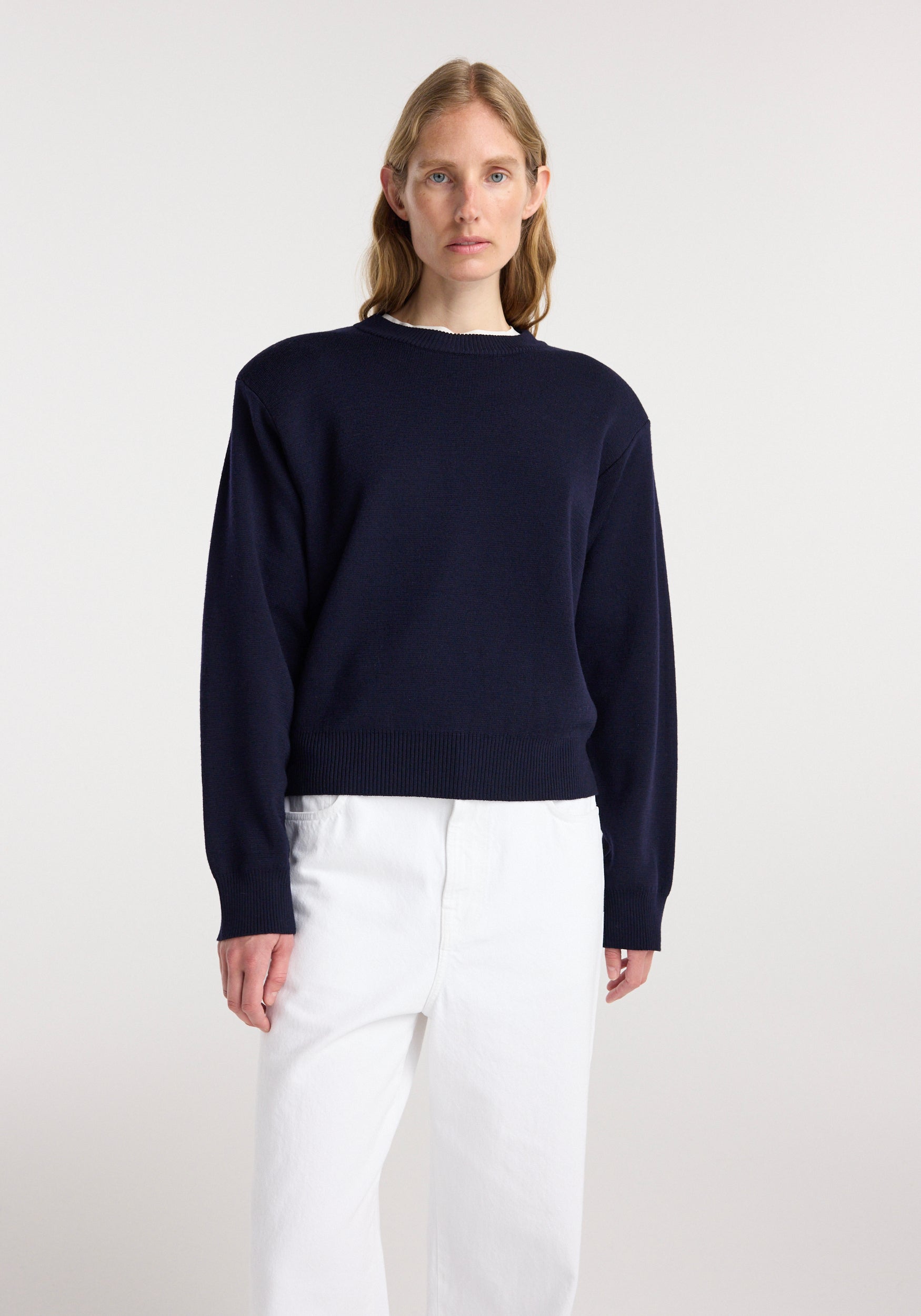 Statement shoulder crewneck | navy